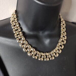 Vintage Gold Tone Panther Link Necklace